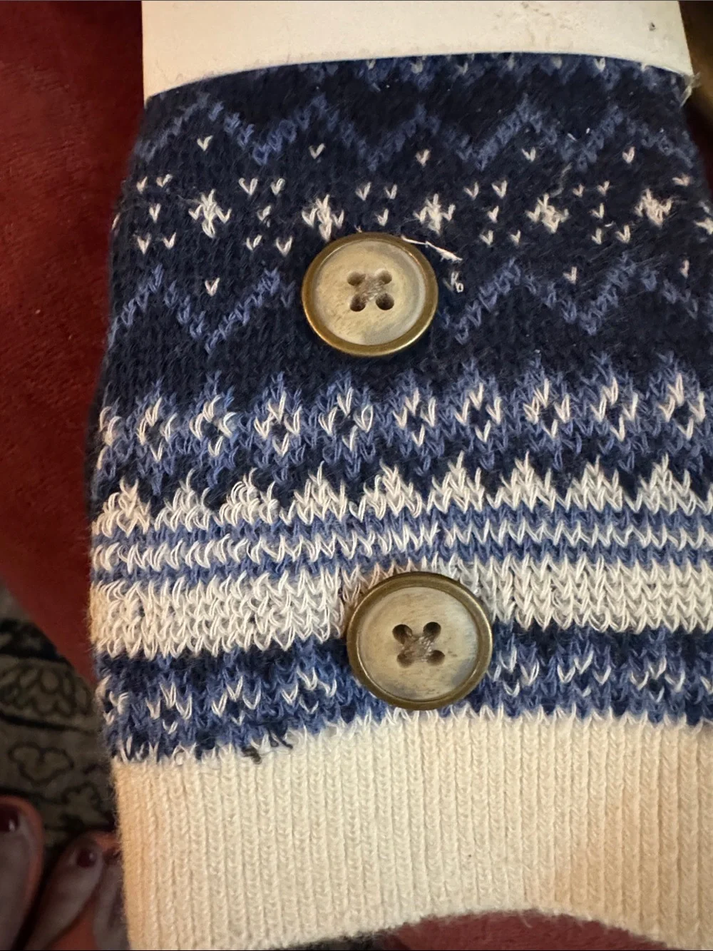 Simply Noelle Navy & Cream Knit Tall Socks with Button Detail